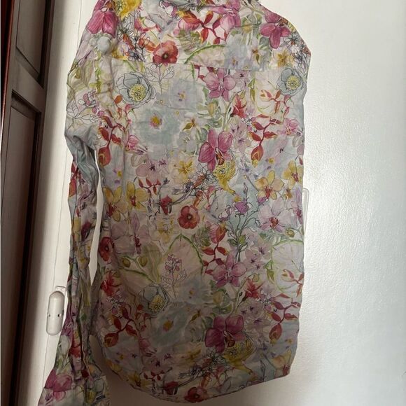 Garnish floral dress suit shirt button down top Easter blouse - Picture 2 of 6